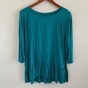 LOFT Outlet Teal Ruffle Peplum Top Lightweight Vibrant XL